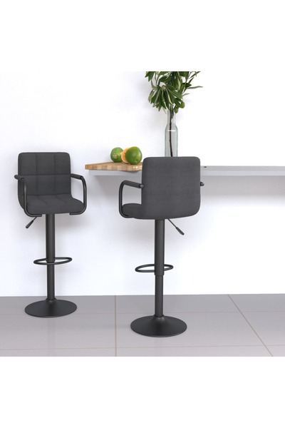 vidaxl كرسيان بار من القماش الرمادي الداكن