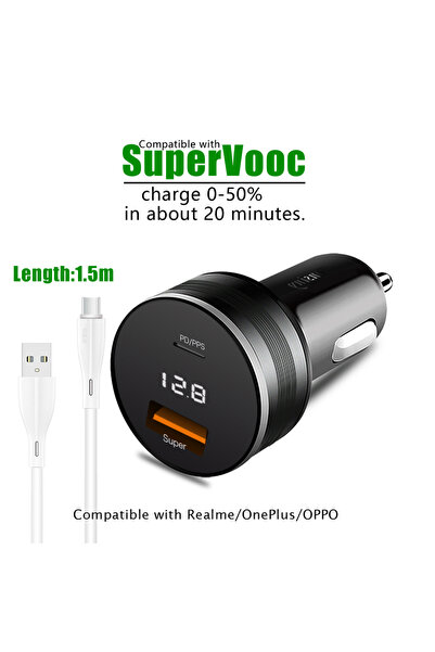 Choice add cable 1.5m Supervooc Car Charger for Find X5/Reno8,80W/65W Warp ca...