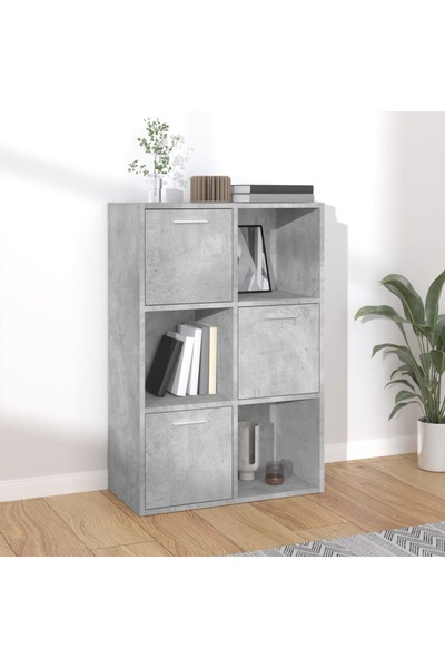 vidaxl خزانة تخزين من الخشب الهندسي، لون رمادي خرساني، 60×29.5×90 سم