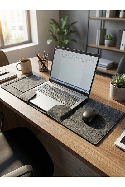 dilekolay 2-in-1 Felt Laptop Bag with Mousepad and Desk Mat (13-16 Inches)