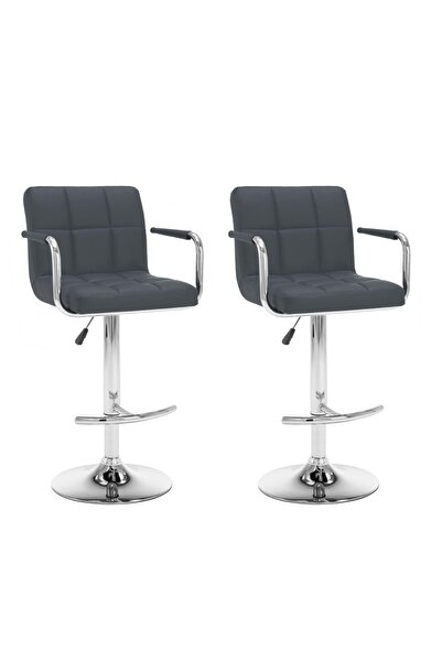 vidaxl Bar Stools 2 pcs Grey Faux Leather