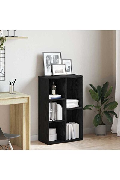 vidaxl Bookcase Black Oak 50x25x80 cm Engineered Wood