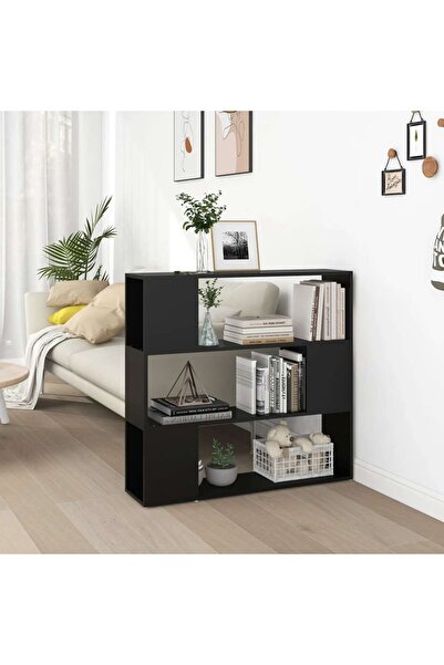 vidaxl خزانة كتب، فاصل للغرف، أسود، 100×24×94 سم