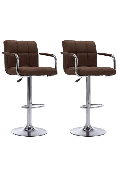 vidaxl Bar Stools 2 pcs Brown Fabric