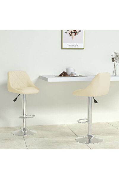 vidaxl كرسيان بار، قطعتان، جلد صناعي كريمي اللون