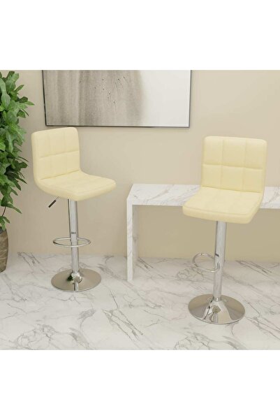 vidaxl كرسيان بار من القماش الكريمي