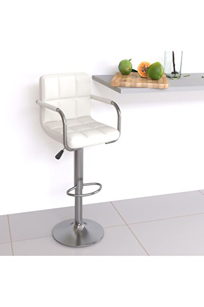 vidaxl Bar Stool White Faux Leather