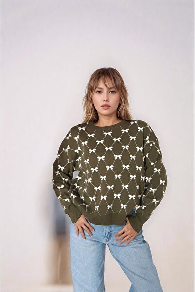 MAMAYAGA Women's Crew Neck Basic Long Sleeve Collar Ribbon Patterned Sporty S...