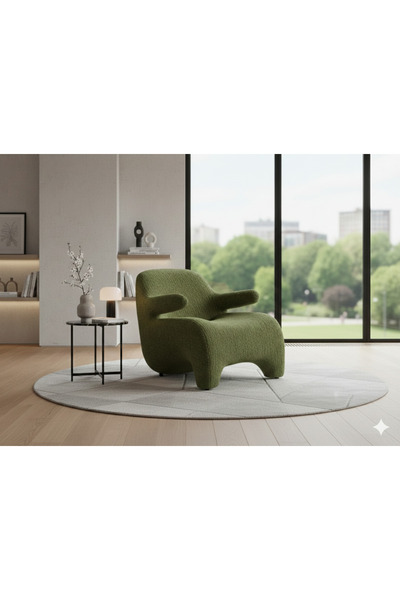 NZONE STORE كرسي استرخاء عصري بتصميم منحني وقماش بوكليه فاخر