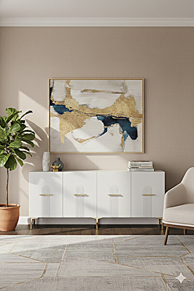 CENEYRA KA1808BG İDA180 KONSOL, KAHVE KÖŞESİ ve TV SEHPASI BEYAZ-GOLD 180cm