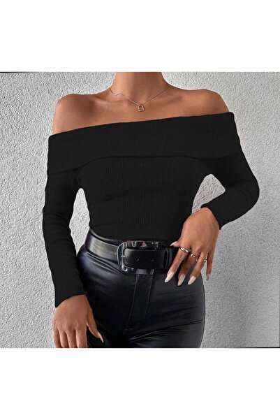 Azra Moda Style Madonna Collar Striped Slim Stretch Fabric Blouse Women