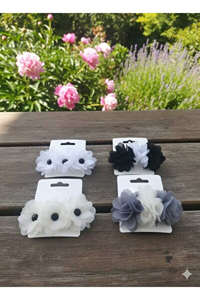 Esram Butik مجموعة من 4 مشابك شيفون سوداء مزينة بالخرز للنساء - مجموعة مشابك ...