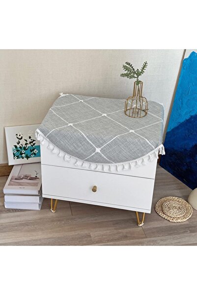 Generic مفرش طاولة دائري صغير 24 بوصة من القطن والكتان