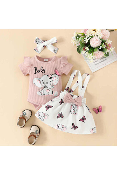 MINIMEAccessories Baby Dress 3-Piece Set | 9-12 Months | Pink | Cotton | Soft and breathable fabric | Stylish