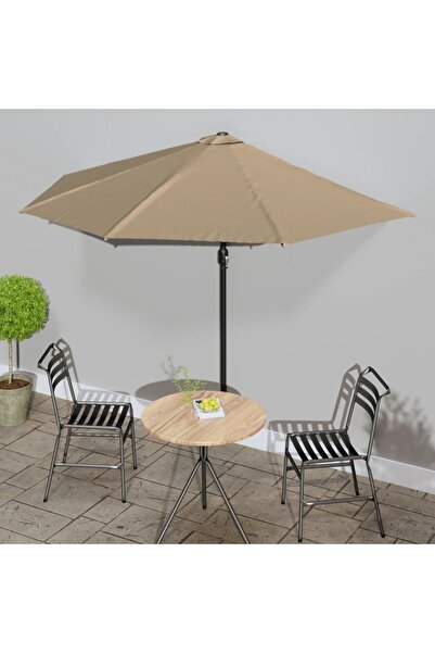 vidaxl Balcony Parasol with Aluminium Pole Taupe 300x155 cm Half