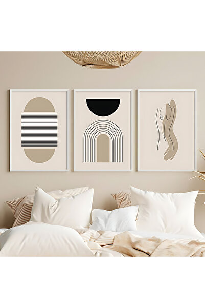 VOBA STORE Voba 3-Piece Frame-Like Minimal Mdf Painting Set / Wall Decor - Ye...