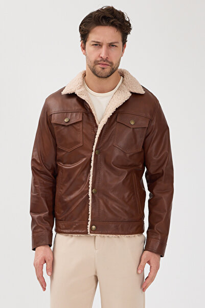 vivamood Conan Hakiki Deri Erkek Mont Kürk Astarlı