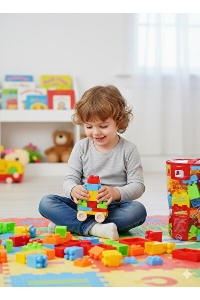 Toy شنطة مكعبات بناء تعليمية كبيرة (36 قطعة) - مجموعة مكعبات ملونة بأحجام متن...