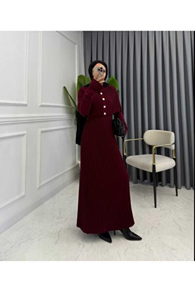 Abalı Yeni sezon kışlık triko kadın elbise ev Laveda model