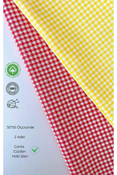 seyranat Çanta, Cüzdan, Hobi İşleri İçin 2 Adet 50 cm Sarı Kırmızı Pötikare D...