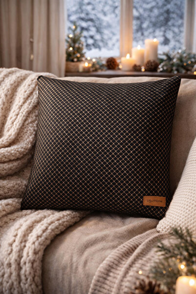 Uğur Home Ev Tekstili 43X43 Velvet Cushion Cover – Luxurious Design with Gold...