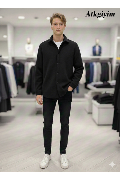 ATKGİYİM Erkek 4 renk seçeneği Kaşe Gömlek - Kışlık ve Baharlık Gömlek Ceket