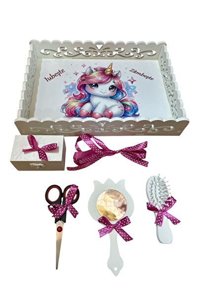 OBSIDION Tavita mot / turta plastic dantelat - roz unicorn