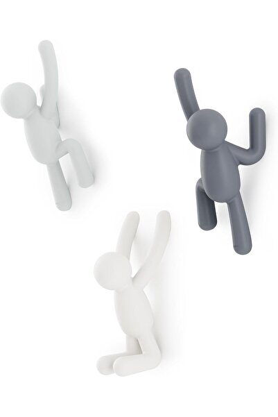 umbra Buddy Wall Hooks for Coats, Scarves, Bags, and Towels, Set of 3, Gray, ...