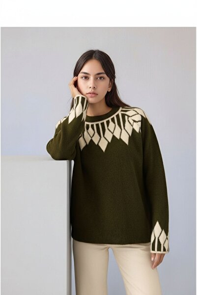 MAMAYAGA Women's Crew Neck Patterned Long Sleeve Sporty Stylish Knitwear Swea...