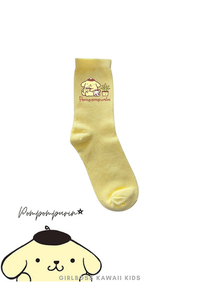 Girlboss Kawaii Pompompurin sarı soket çorap