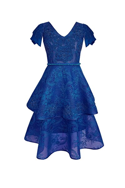 ambar studio lace midi evening dress