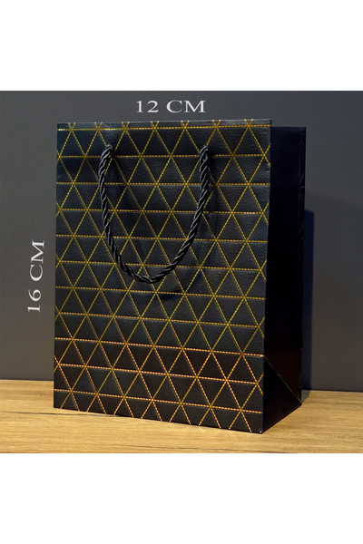 Marsilyan Mini Size Black Gold Gilded Cardboard Bag Ieg-U87I5869