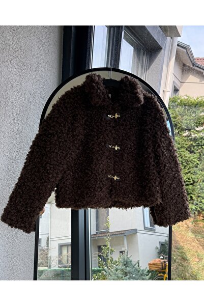 TUSİVA STORE Kısa Peluş Tokalı Kürk Ceket