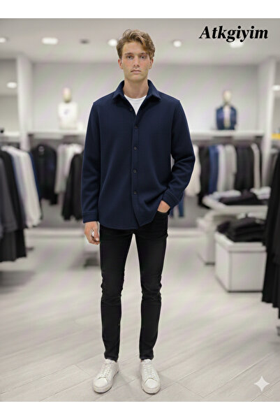 ATKGİYİM Erkek 4 renk seçeneği Kaşe Gömlek - Kışlık ve Baharlık Gömlek Ceket