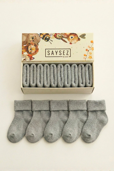 SAYSEZ جوارب للأطفال حديثي الولادة من القطن العضوي للجنسين مكونة من 5 قطع