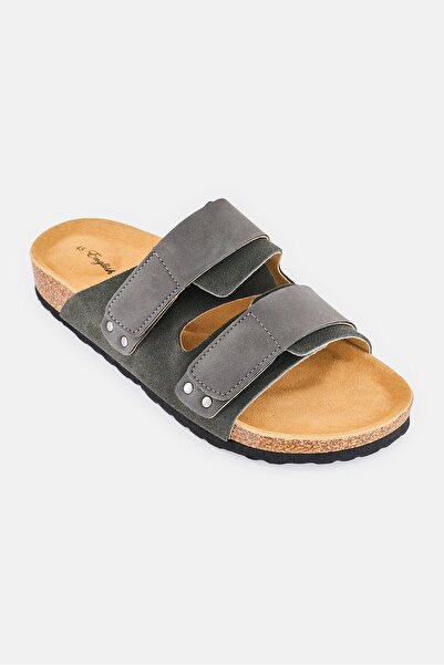 English Laundry Men Slip On Cork Sandal, Dark Grey