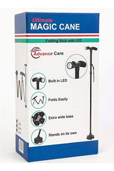 Advance Care Ultimate Magic Cane – Color Silver Folding Walking Stick with LE...