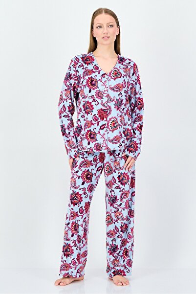 Gloria Vanderbilt Women 2 Pcs Floral Print Long Sleeve Pyjama Set, Multicolor