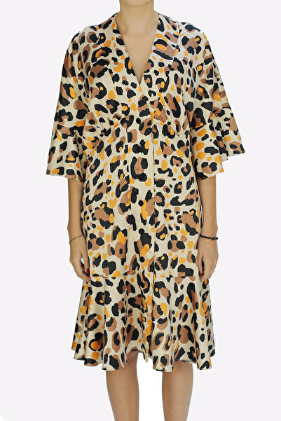 ambar studio Rochie din satin cu imprimeu animal print IARINA