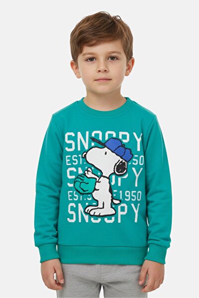 PEANUTS Toddlers Boy Snoopy Graphic Print Long Sleeve Sweatshirt, Green