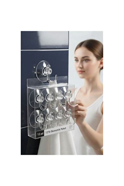 Skygo 12-Pack Transparent Hanging Suction Cup Hooks |   Bathroom & Kitchen Wa...