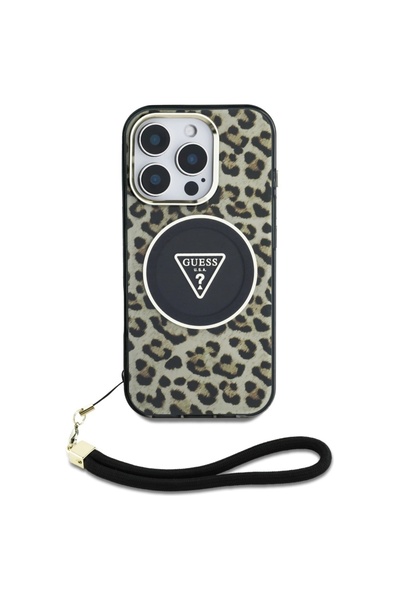 Guess Leopard MagSafe Case for iPhone 16 Pro - Brown