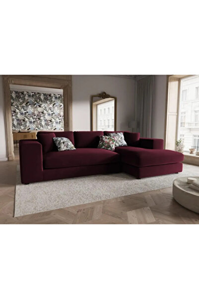 homejoyz Home Joys | Velvet Corner Sofa – Swedish Wood – 280×170×85 cm – Burg...