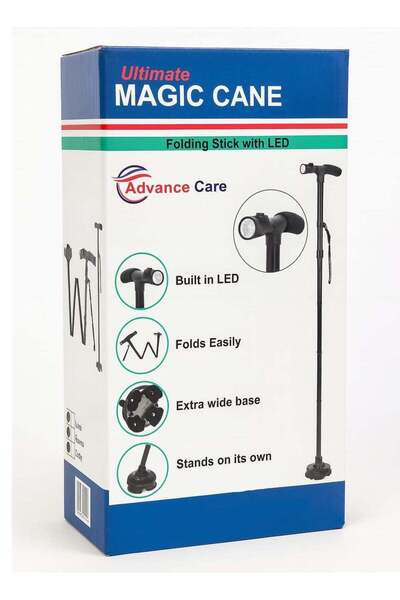 Advance Care عصا سحرية فائقة - عصا مشي قابلة للطي باللون البني مع ضوء LED وقا...
