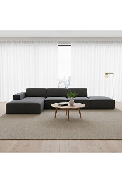 Palma homez | Luxe Fusion L-Shape Sofa – Velvet – 350×160×85 cm - Dark Gray