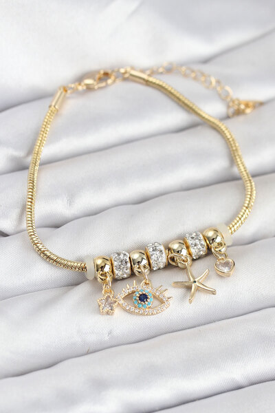 Skygo Brass Gold Color Eye Model Charm Women's Bracelet - Tj-Bb8217