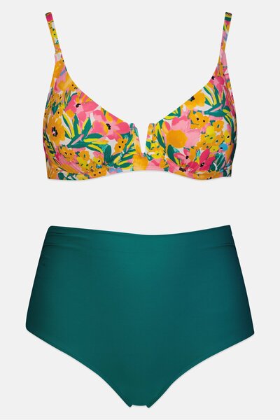 Anne Cole Women 2 Pieces Allover Print Bikini Top And Bottom Set, Multicolor