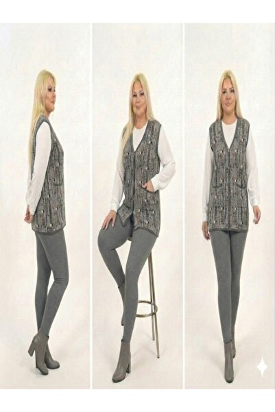 onno style women Patterned Classic Knitted Buttoned Vest