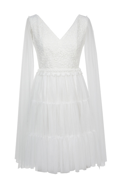 ambar studio NADINE white embroidery and tulle dress