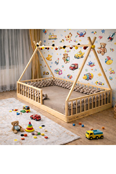 SRKYHOME CONSEPT SRKYHOMECONSEPT Çadır Tipi Ahşap Çocuk Karyolası